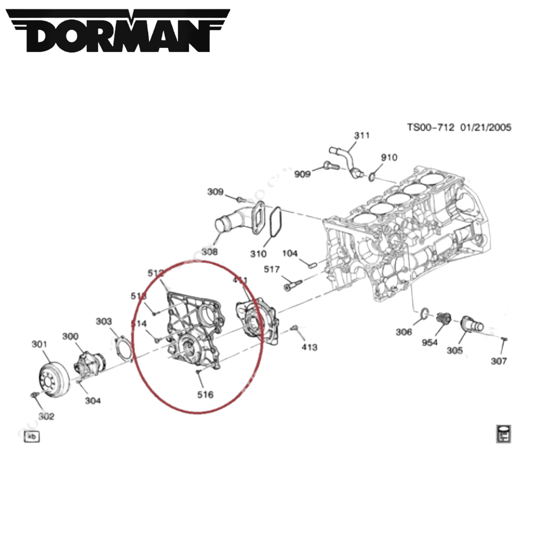 Cubierta con Bomba Aceite de Motor Chevrolet Trailblazer 2002-2012 12628565 635521 Dorman - Image 4