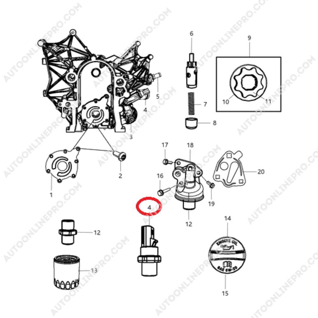Valvula Sensor Aceite Chrystler Sebring 2009 5149098AA - Imagen 4