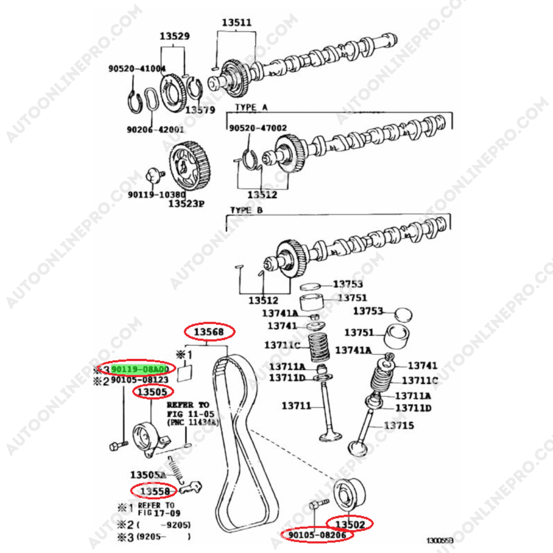 Kit De Tiempo Genuino Toyota Corolla 1987 - 2002