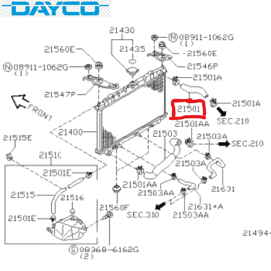 Manguera Superior Nissan Primera 1999-2002 215012J201 71611 Dayco - Imagen 4