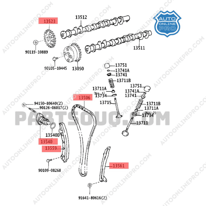 Kit de Cadena de Tiempo Toyota Corolla Sensacion 1ZZFE 2002-2008 1350622030