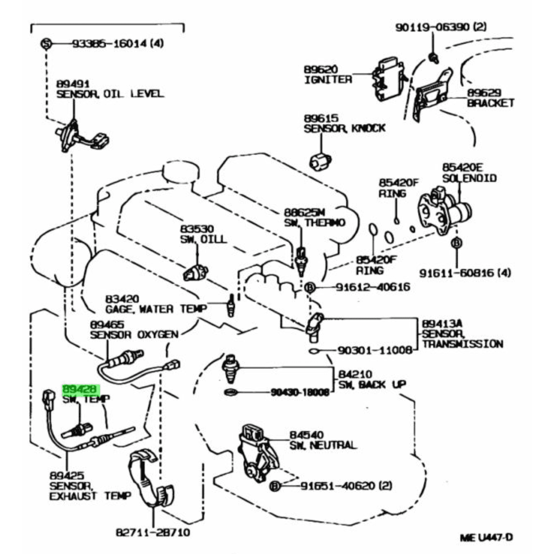 Sensor de Temperatura Toyota Corolla 1.6 1.8 2.0 2.2 1991-2003 89428-12160, 8942812160 Toyota Genuino Original - Image 3
