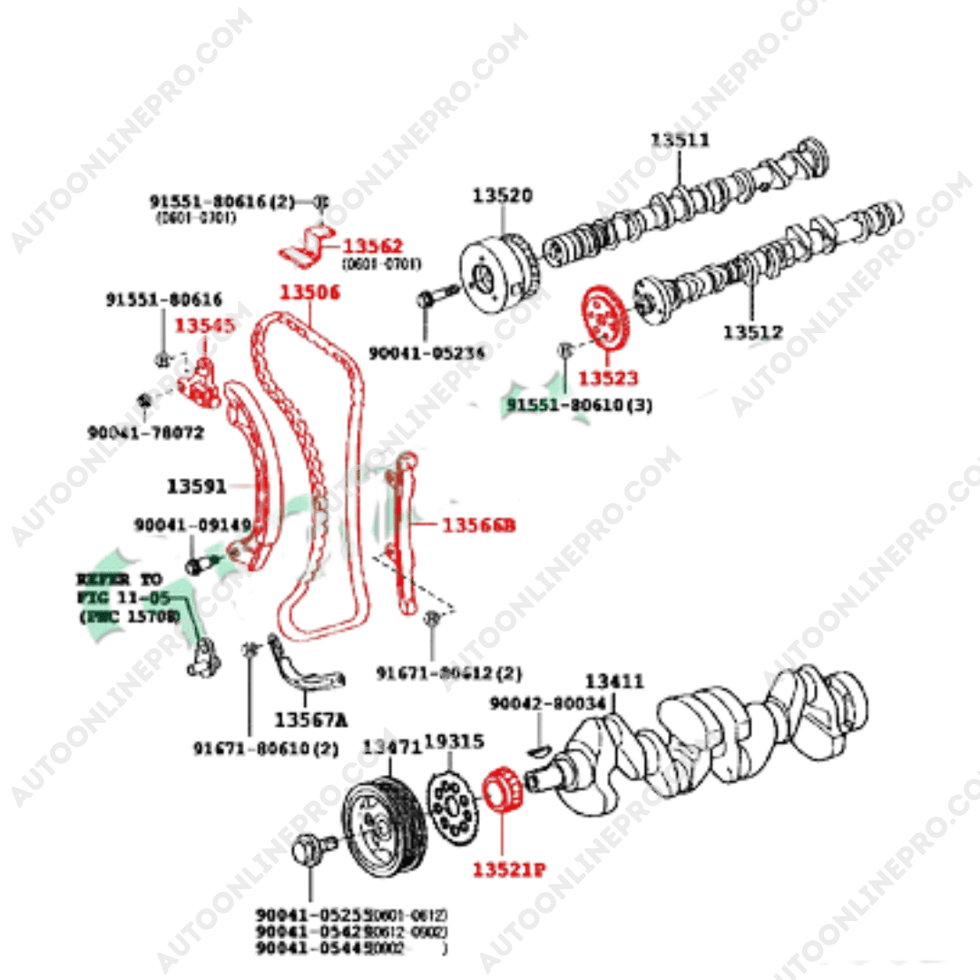 Kit de tiempo Terios Bego 1.5 T036B 3SZ-VE  32 Eslabones