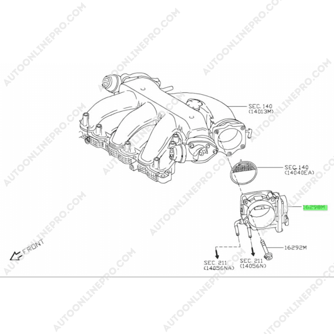 Cuerpo de Aceleracion Nissan Murano 3.5, CHAMBER ASSEMBLY, THROTTLE, 16119JA10A, 16119JA10B
