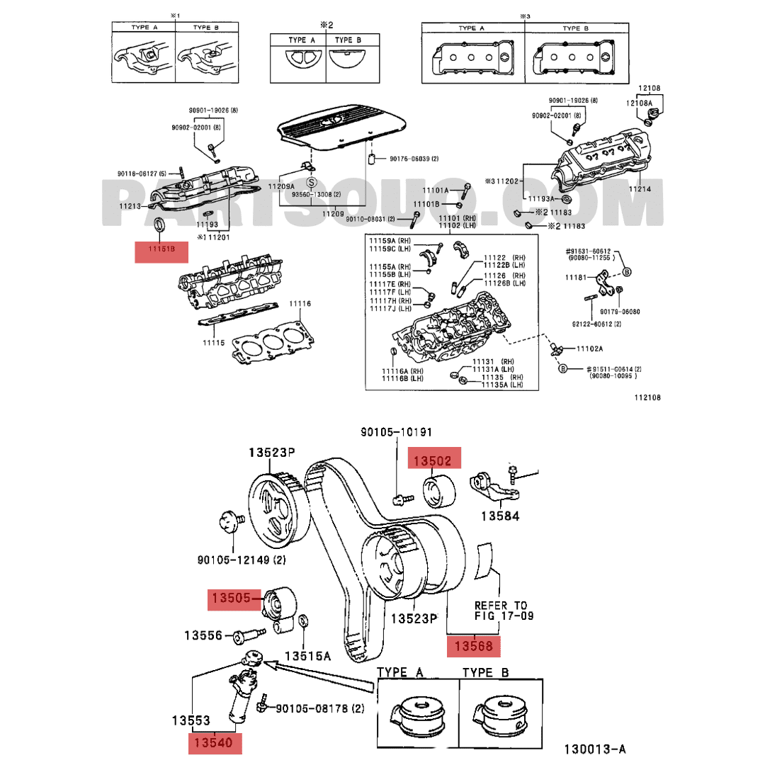 Kit de Correa de Tiempo 6 PIEZAS Toyota Camry 3.0 1MZFE 24V 1996-2001 Genuino Original