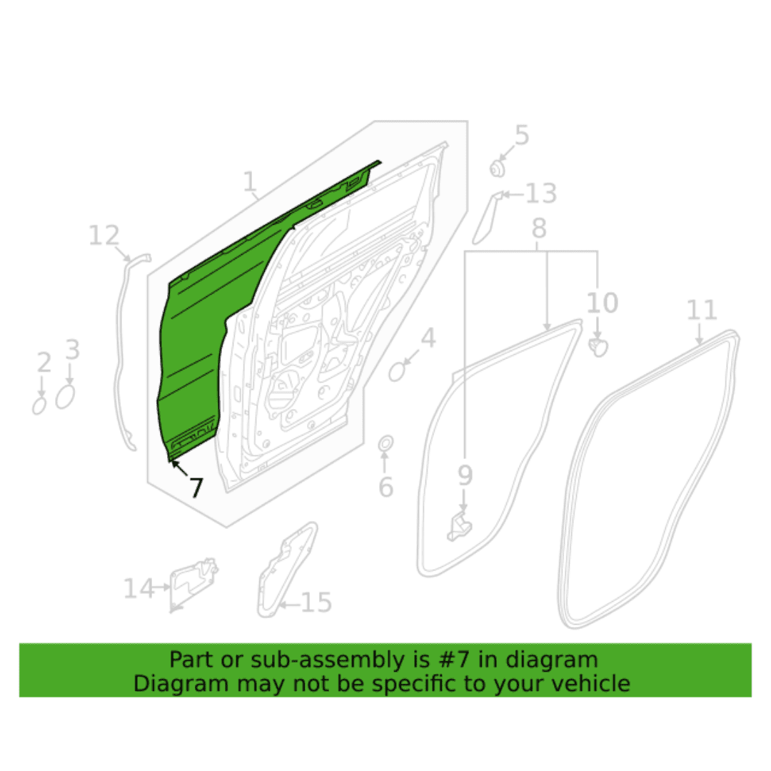 Panel Externo Metalico de Puerta Trasera Derecha Rear RH Mitsubishi Outlander 2022-2023 5730C038 Genuino Original