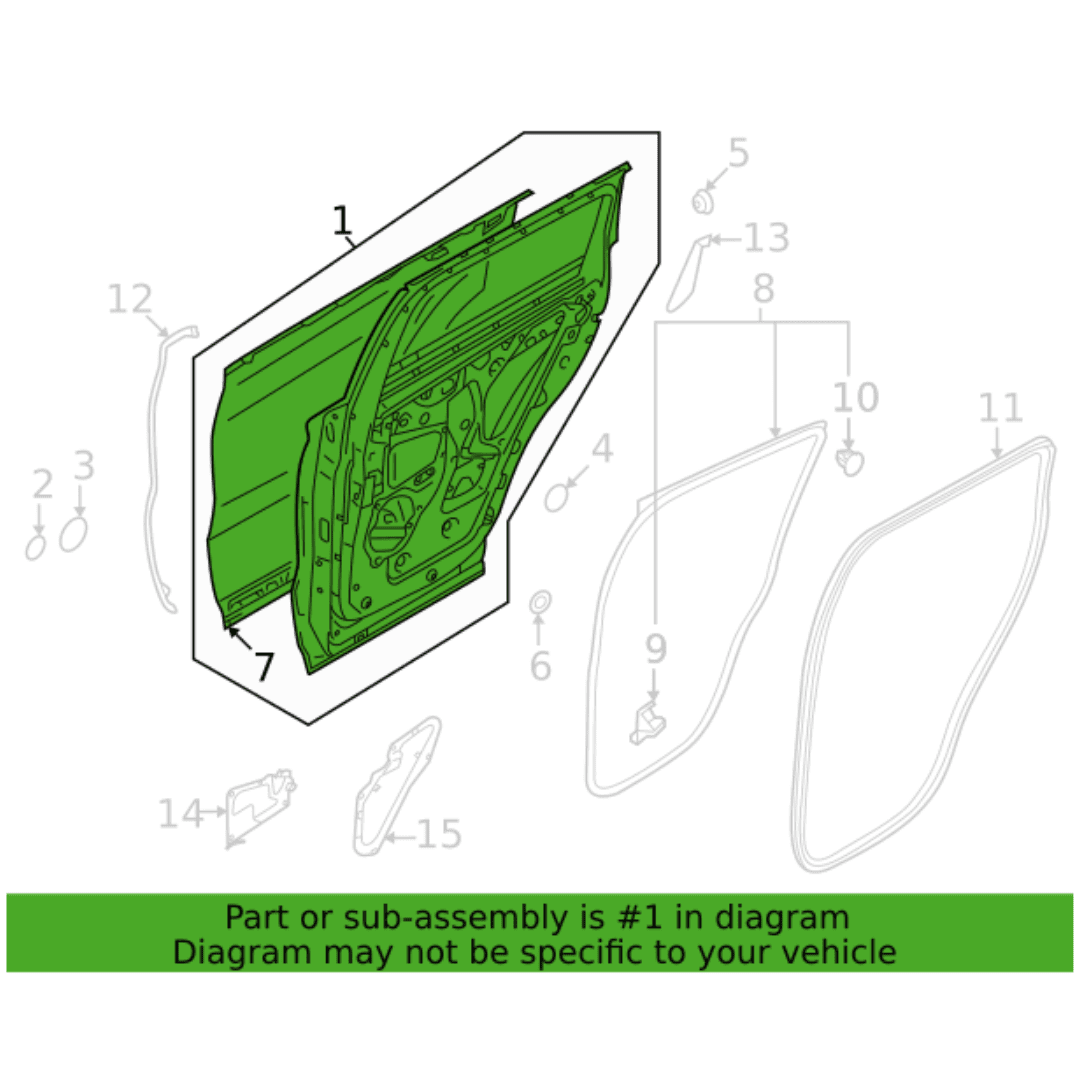 Puerta Trasera Derecha Rear RH Mitsubishi Outlander 2022-2023 82100W180P Genuino Original
