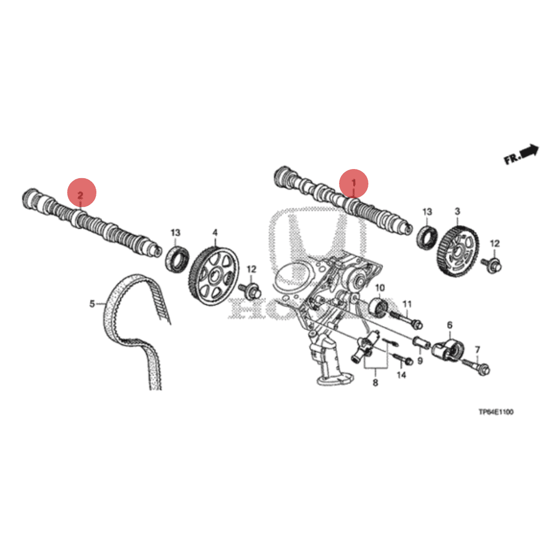 Set de Arboles de Levas Delantero y Trasero Honda Accord 3.5 V6 2008-2012 14100-R70-A01 y 14200-R70-A01 Genuino Original