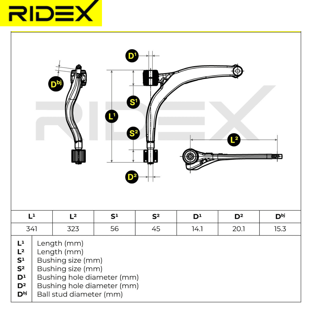 Meseta Delantera Lower Control Arm Inferior Izquierda Peugeot 605 607 2.0 2.7 3.0 12V 16V 24V 1989-2011 3520K6, 273C1687 Ridex - Image 6