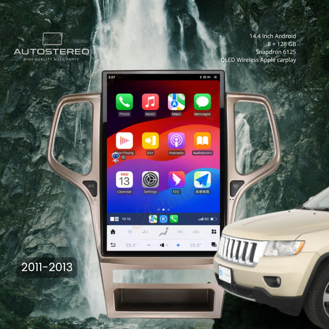 Pantalla Tesla Android 14.4" 8+128GB Jeep Grand Cherokee 2011-2021 Carplay GPS Multimedia Negro/Dorado - Imagen 3