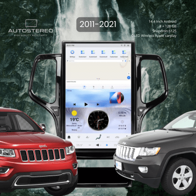 Pantalla Tesla Android 14.4" 8+128GB Jeep Grand Cherokee 2011-2021 Carplay GPS Multimedia Negro/Dorado