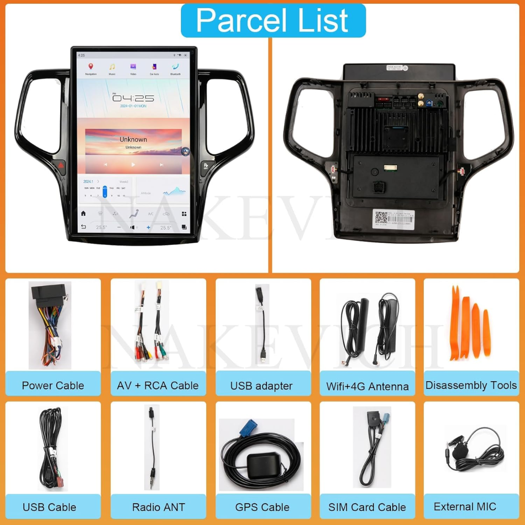 Pantalla Tesla Android 14.4" 8+128GB Jeep Grand Cherokee 2011-2021 Carplay GPS Multimedia Negro/Dorado - Imagen 13